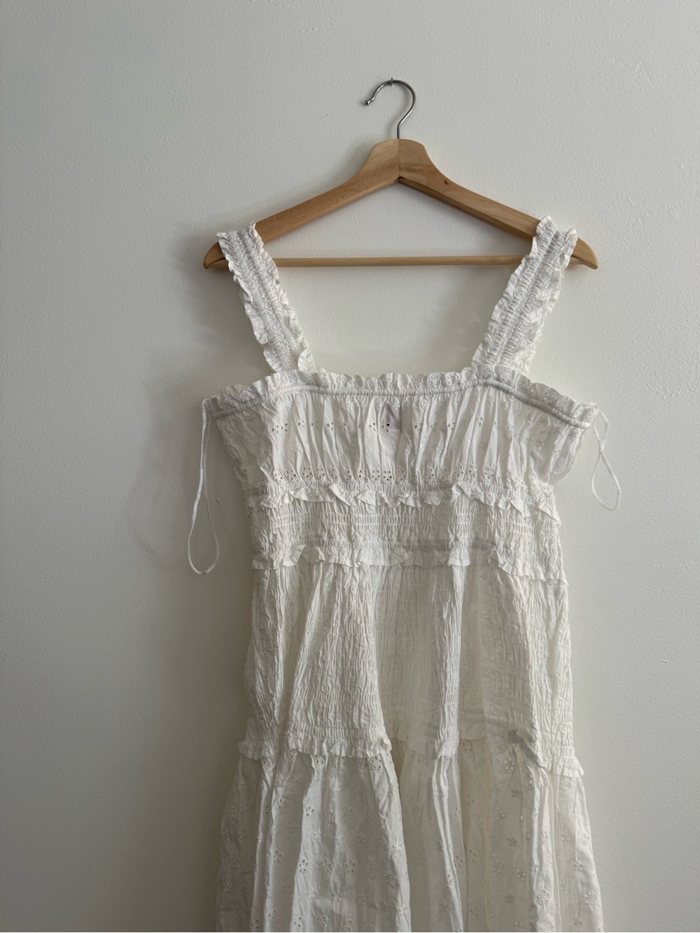 NWT Gap x Doen White Eyelet Smocked Sundress with Ruffled Straps - Picture 5 of 10
